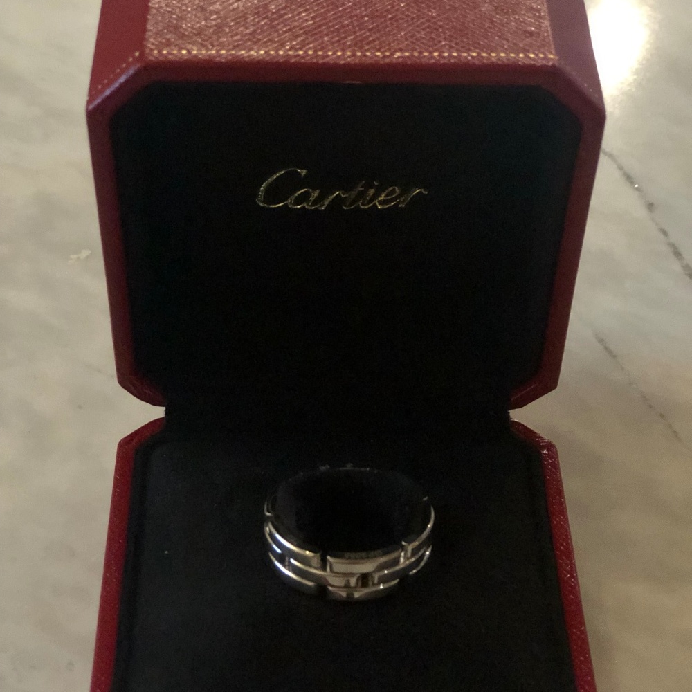 Cartier Men's White Gold Ring 3 Rows